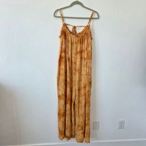 Vici Orange Tie Dye Jumpsuit Wide Leg Beach Resort Travel Vacation Cruise Medium